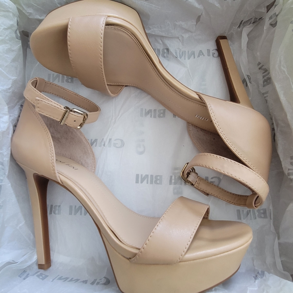 Gianbi Bini 3.75"  Nude Platform Dress Sandal